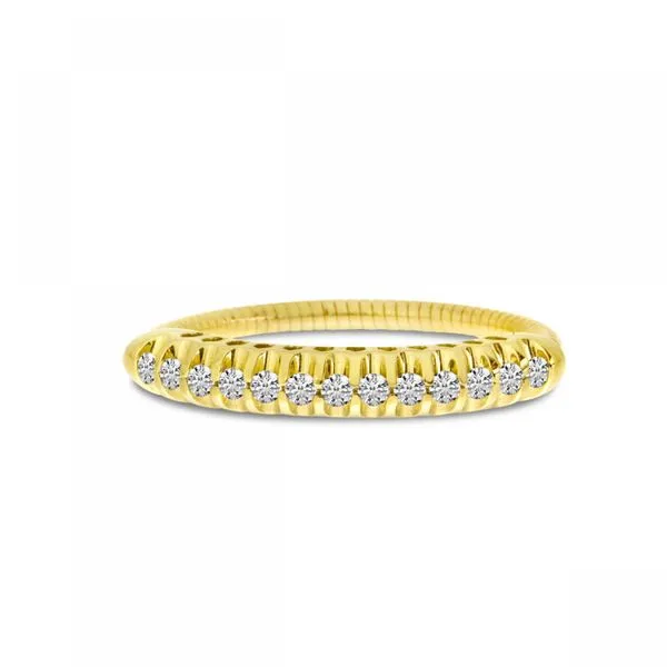 14K Yellow Gold Pave Diamond Stretch Ring Castle Couture Fine Jewelry Manalapan, NJ