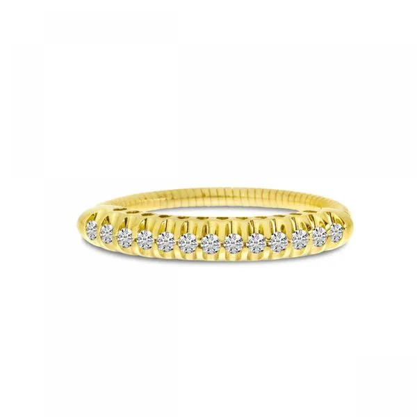 14K Yellow Gold Pave Diamond Stretch Ring Image 2 Castle Couture Fine Jewelry Manalapan, NJ