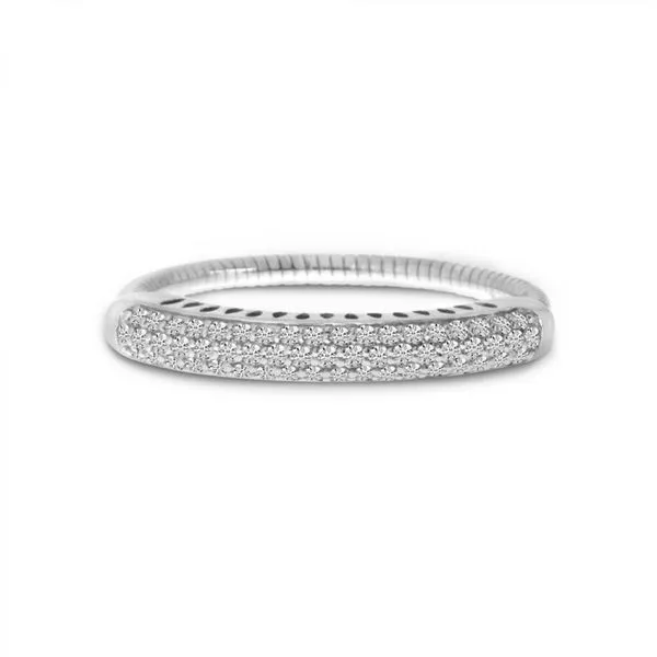 14K White Gold Large Pave Diamond Stretch Ring Ambassador Diamond Jewelers Tucson, AZ