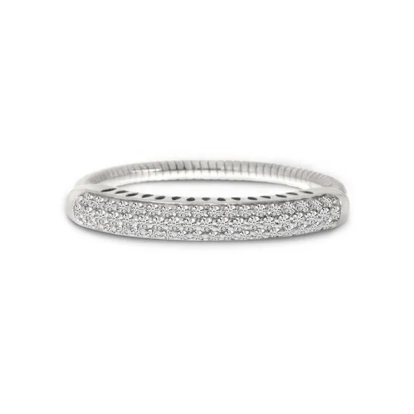 14K White Gold Large Pave Diamond Stretch Ring Image 2 Ambassador Diamond Jewelers Tucson, AZ