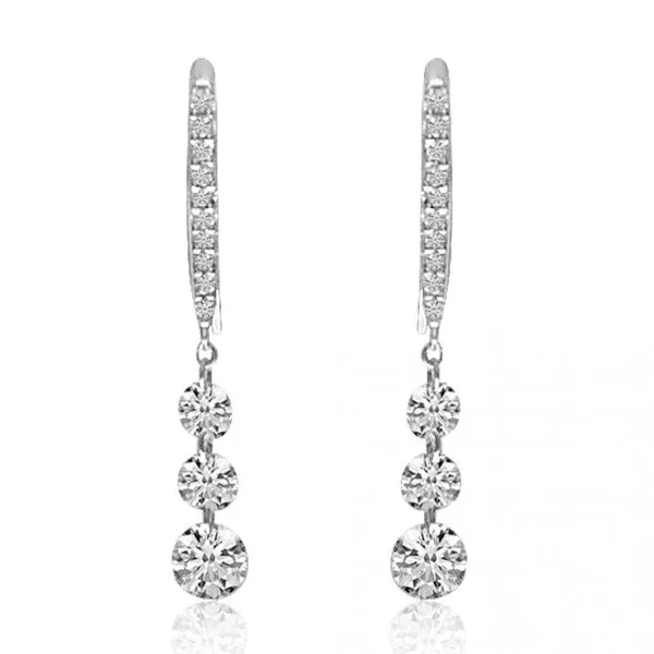 14K White Gold Triple Diamond 1.04 Ct Dashing Diamond Earrings Ambassador Diamond Jewelers Tucson, AZ