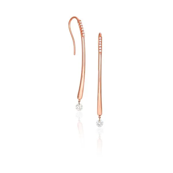 14K Rose Gold Long Single .37 Ct Diamond Dashing Diamond Earrings Ambassador Diamond Jewelers Tucson, AZ