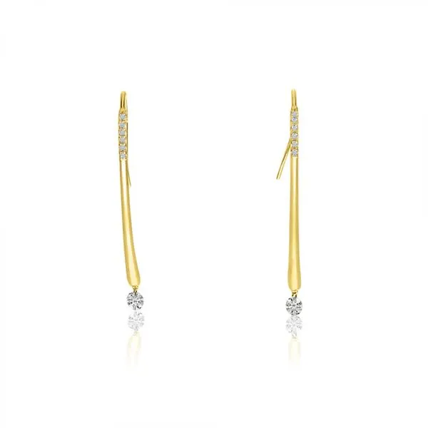 14K Yellow Gold .27 ct Dashing Diamond Long Wire Hook Earring Ambassador Diamond Jewelers Tucson, AZ