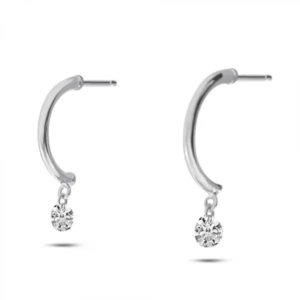 14K White Gold Dashing Diamonds Half Huggie .20 Ct Diamond Earrings Ambassador Diamond Jewelers Tucson, AZ