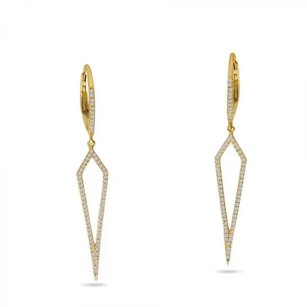 14K Yellow Gold Diamond Linear Geometric Dangle Earrings Ambassador Diamond Jewelers Tucson, AZ