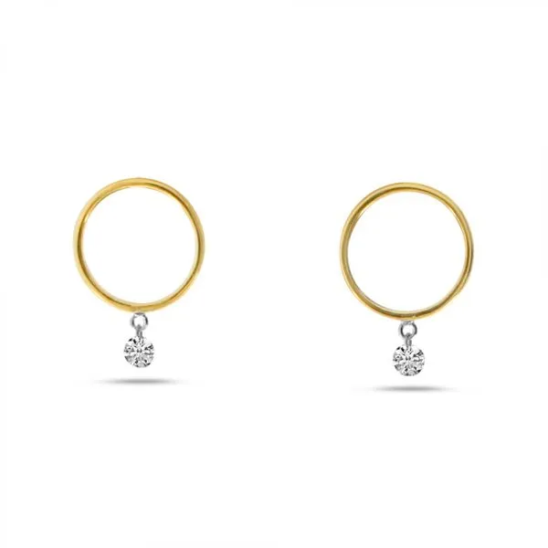 14K Yellow Gold Small Front Hoop .20 Ct Diamond Earrings Ambassador Diamond Jewelers Tucson, AZ