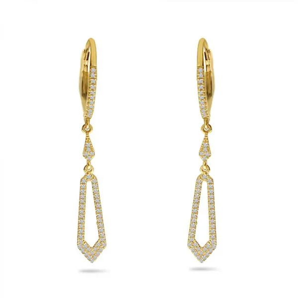 14K Yellow Gold Diamond Leverback Fancy Dangle Earrings Ambassador Diamond Jewelers Tucson, AZ