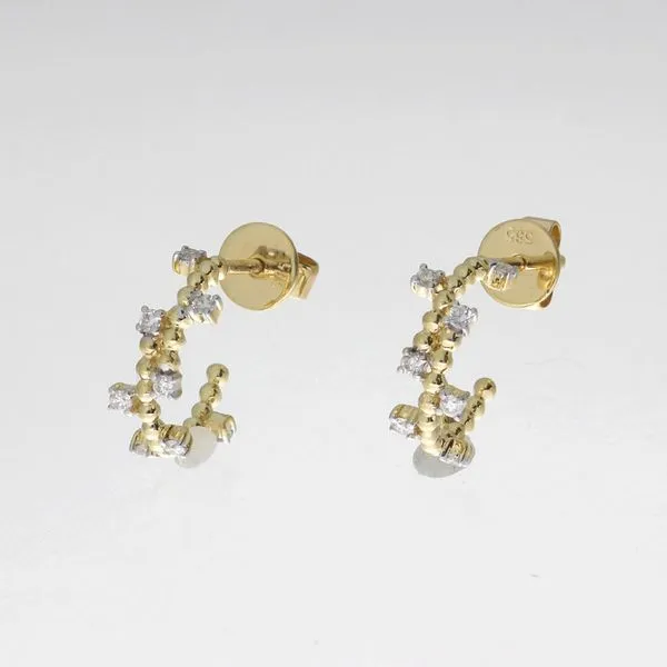 14K Yellow Gold Diamond Beaded Huggie Earrings Ambassador Diamond Jewelers Tucson, AZ