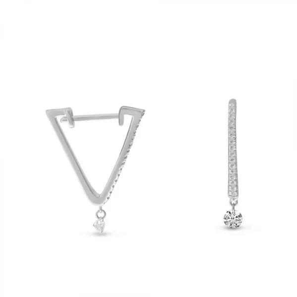 14K White Gold Dashing Diamonds Triangle Huggie .26 Ct Diamond Earrings Clater Jewelers Louisville, KY