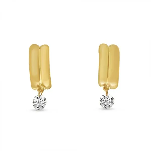 14K Yellow Gold Dashing Diamond Double Row Pierced Diamond Half Huggie Earrings Ambassador Diamond Jewelers Tucson, AZ
