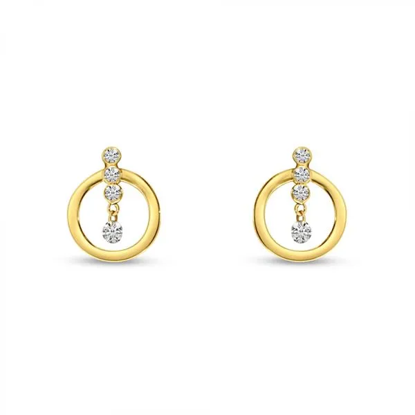 14K Yellow Gold Dashing Diamond Pierced Diamonds Front Hoop Earrings Ambassador Diamond Jewelers Tucson, AZ