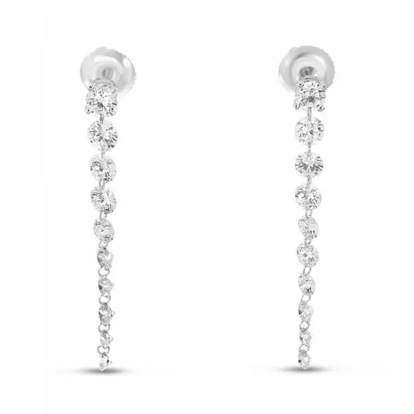 14K White Gold Dashing Diamond Stud with 10 Pierced Diamond Dangle Earrings Ambassador Diamond Jewelers Tucson, AZ