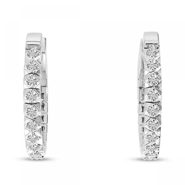 14K White Gold .50 ct Fishtail Inside Out Hoop Earrings Jimmy Smith Jewelers Decatur, AL