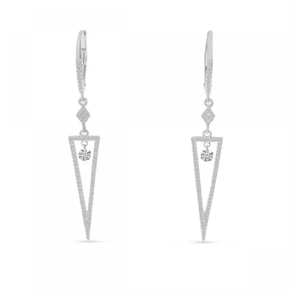 14K White Gold Dashing Diamond Triangle Dangle Earrings Ambassador Diamond Jewelers Tucson, AZ