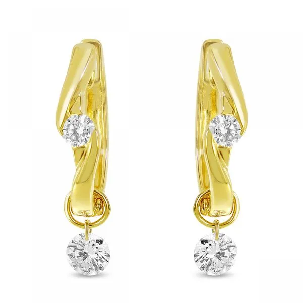 14K Yellow Gold Dashing Diamond Pierced Diamond Huggie Earrings Ambassador Diamond Jewelers Tucson, AZ