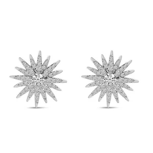 14K White Gold Diamond Starburst Earrings Ambassador Diamond Jewelers Tucson, AZ