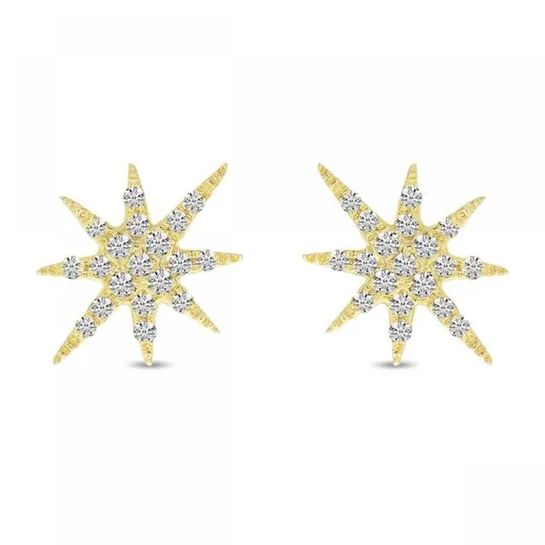 14K Yellow Gold Diamond Starburst Earrings Ambassador Diamond Jewelers Tucson, AZ