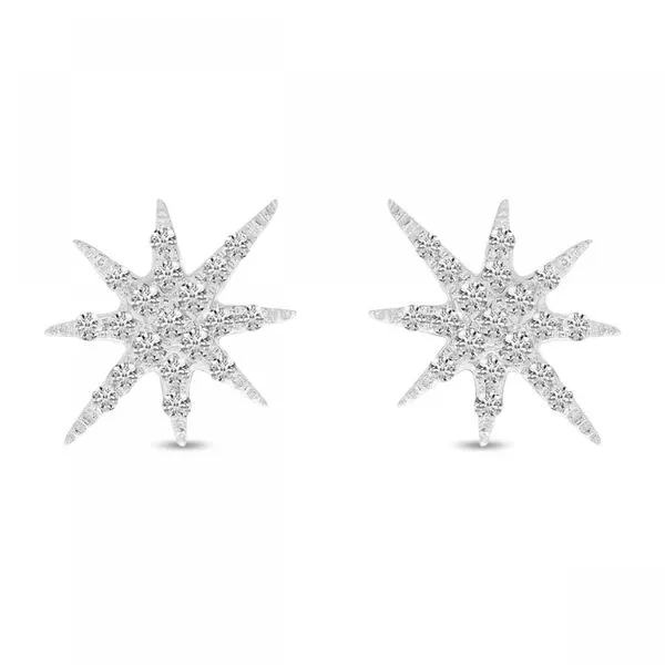 14K White Gold Diamond Starburst Earrings Castle Couture Fine Jewelry Manalapan, NJ
