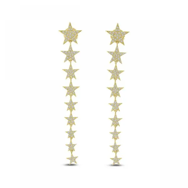 14K Yellow Gold Diamond Star Long Earrings Ambassador Diamond Jewelers Tucson, AZ