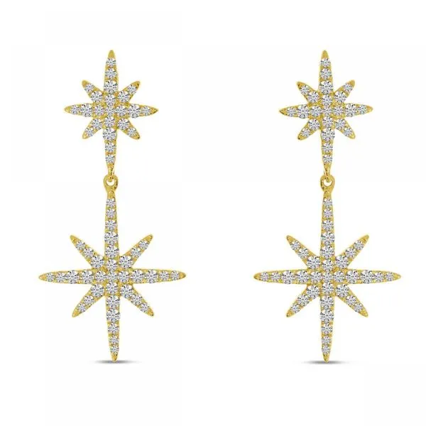 14K Yellow Gold Diamond Double Starburst Earrings Ambassador Diamond Jewelers Tucson, AZ