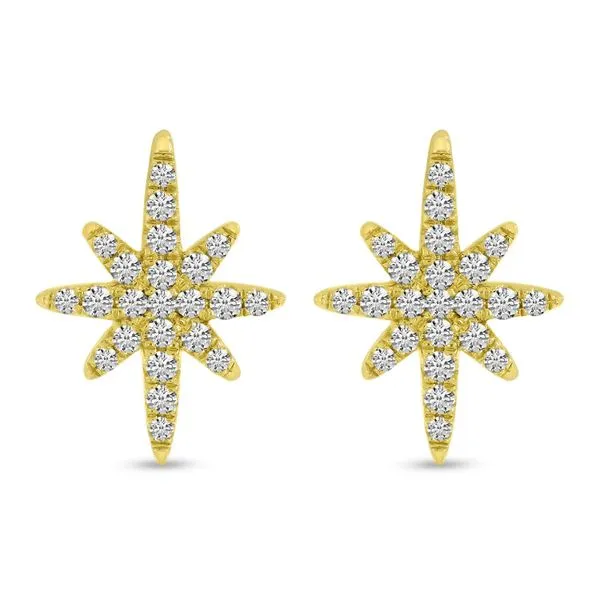 14K Yellow Gold Small Diamond Starburst Stud Earrings Ambassador Diamond Jewelers Tucson, AZ
