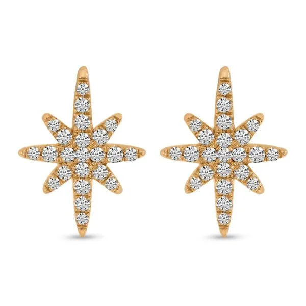 14K Yellow Gold Small Diamond Starburst Stud Earrings Ambassador Diamond Jewelers Tucson, AZ