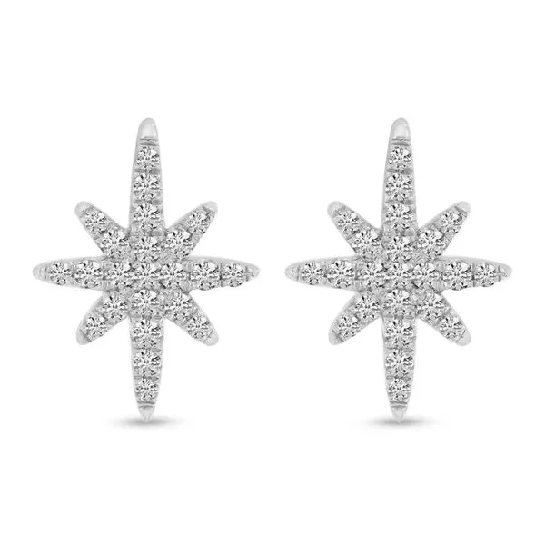 14K White Gold Small Diamond Starburst Stud Earrings Ambassador Diamond Jewelers Tucson, AZ