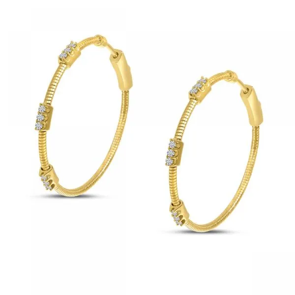 14K Yellow Gold Diamond Flex Hoop Earrings Ambassador Diamond Jewelers Tucson, AZ