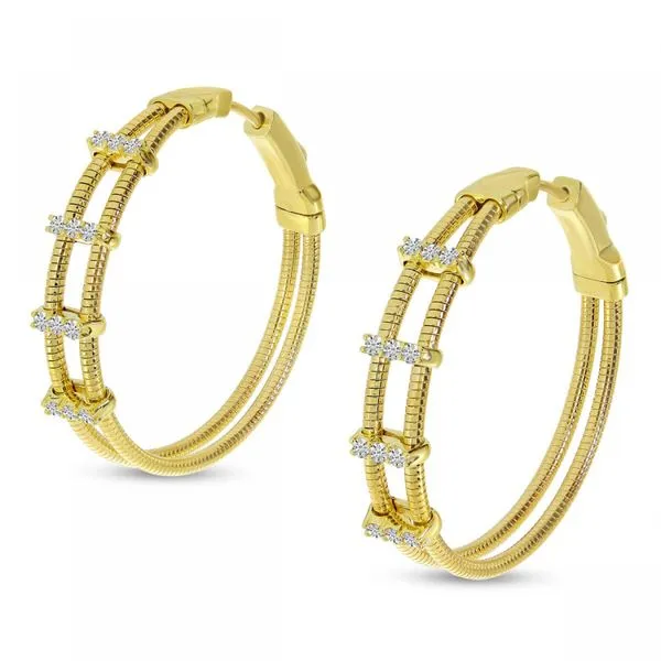 14K Yellow Gold Diamond Flex Hoop Earrings Ambassador Diamond Jewelers Tucson, AZ