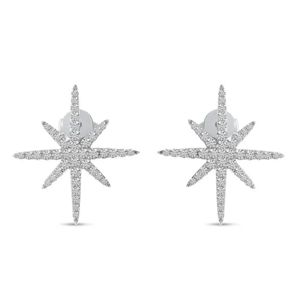 14K White Gold Diamond Starburst Earrings Ambassador Diamond Jewelers Tucson, AZ