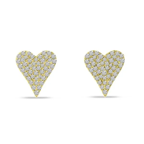 14K Yellow Gold Small Diamond Heart Post Earrings Ambassador Diamond Jewelers Tucson, AZ
