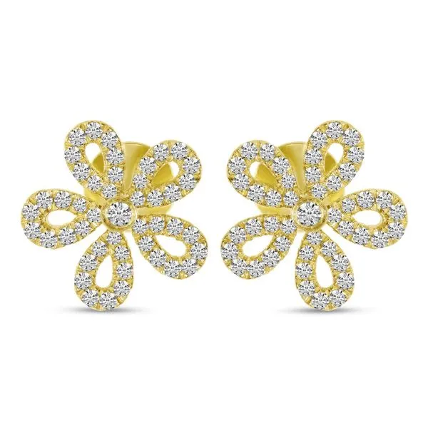 14K Yellow Gold Small Diamond Floral Earrings Ambassador Diamond Jewelers Tucson, AZ