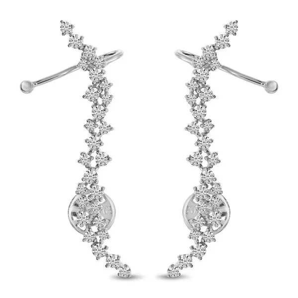 14K Yellow Gold Diamond Single Diamond Huggie Climber with Clip J. Meredith Jewelers Delafield, WI