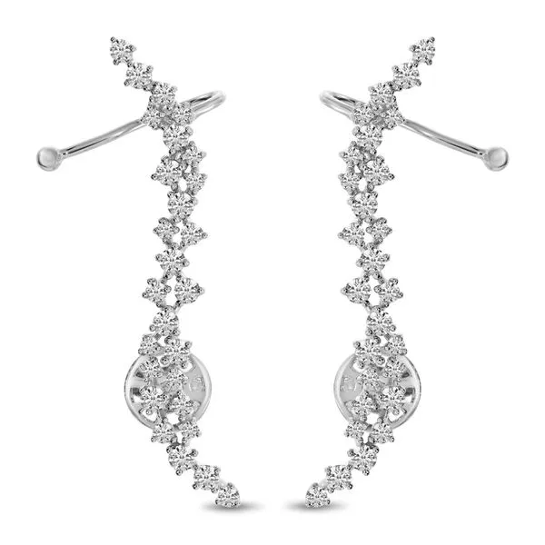 14K White Gold Diamond Single Diamond Huggie Climber with Clip J. Meredith Jewelers Delafield, WI