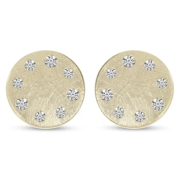 14K White Gold Brushed Diamond Disc Earrings SIERRA MOON Auburn, CA