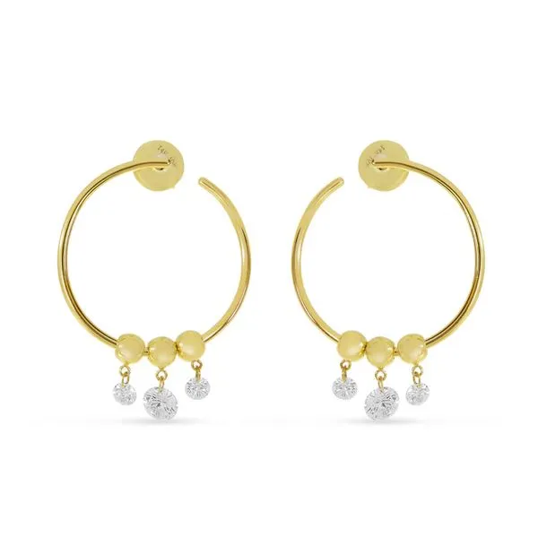 14K Yellow Gold Dashing Diamond Circle Hoop Earrings Ambassador Diamond Jewelers Tucson, AZ