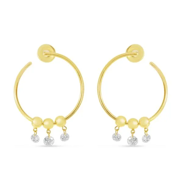 14K Yellow Gold Dashing Diamond Circle Hoop Earrings Ambassador Diamond Jewelers Tucson, AZ