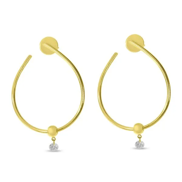 14K Yellow Gold Dashing Diamond Single Diamond Oval Hoop Earrings Ambassador Diamond Jewelers Tucson, AZ