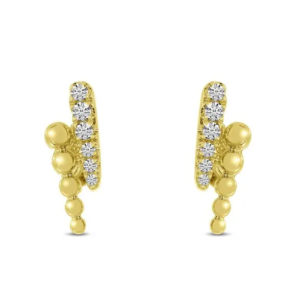 14K Yellow Gold Diamond Beaded 2-Row Linear Earrings Ambassador Diamond Jewelers Tucson, AZ