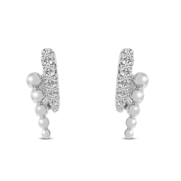 14K White Gold Diamond Ball 2-Row Linear Earrings Woelk's House of Diamonds Russell, KS