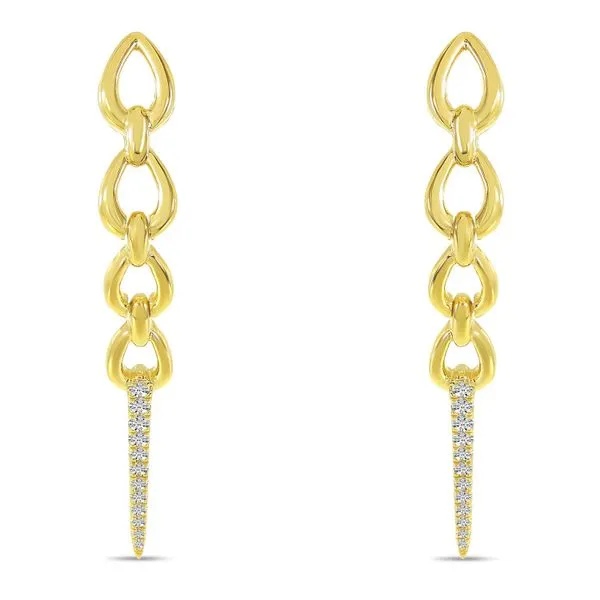 14K Yellow Gold Diamond Long Chain Earrings Ambassador Diamond Jewelers Tucson, AZ