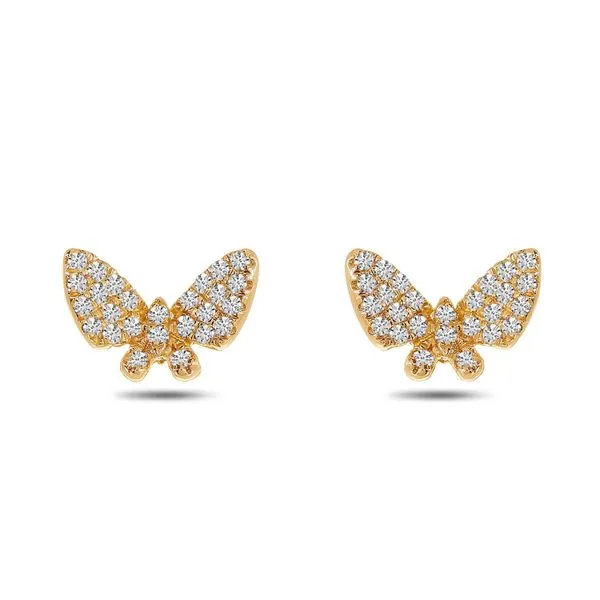 14K Rose Gold Diamond Butterfly Post Earrings Ambassador Diamond Jewelers Tucson, AZ