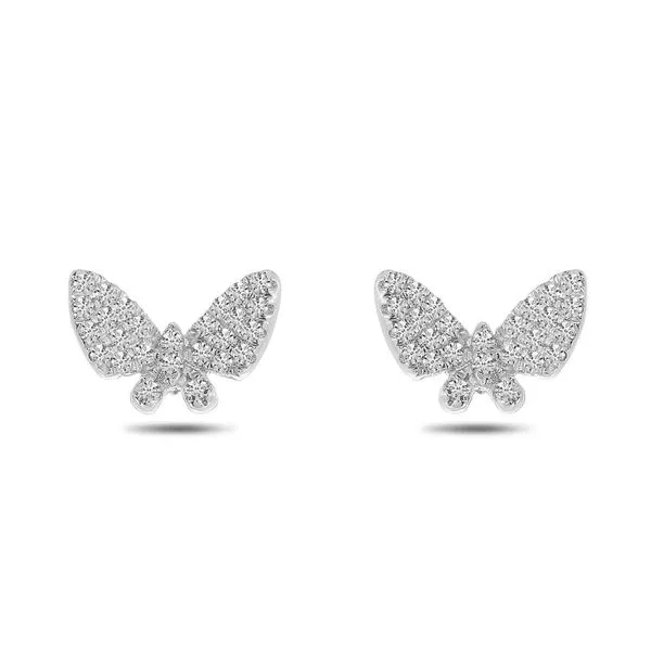 14K White Gold Diamond Butterfly Post Earrings Clater Jewelers Louisville, KY