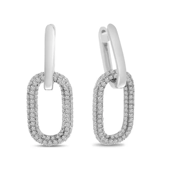 14k White Gold Diamond and Gold Link Earrings Clater Jewelers Louisville, KY