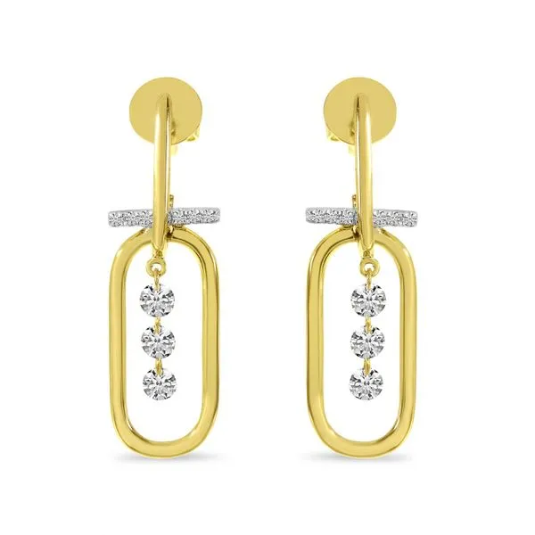 14K Yellow Gold Dashing Diamond Large Paper Clip Earrings Ambassador Diamond Jewelers Tucson, AZ