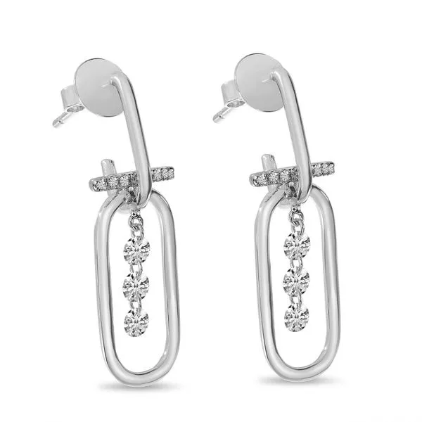 14K White Gold Dashing Diamond Large Paper Clip Earrings The Jewelry Source El Segundo, CA