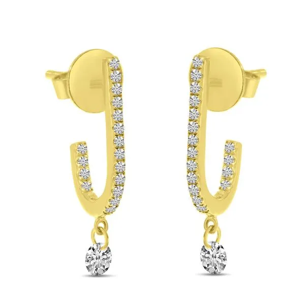 14K Yellow Gold Dashing Diamond Hook Earrings Ambassador Diamond Jewelers Tucson, AZ