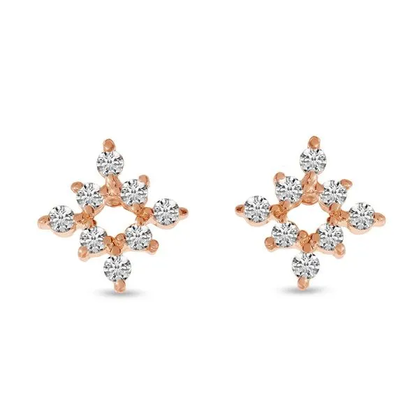 14K Rose Gold Diamond Mini Starburst Stud Earrings Ambassador Diamond Jewelers Tucson, AZ
