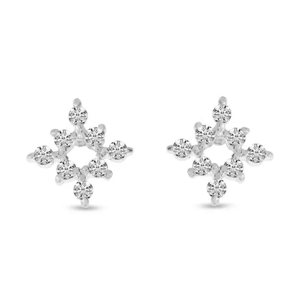 14K White Gold Diamond Mini Starburst Stud Earrings Clater Jewelers Louisville, KY