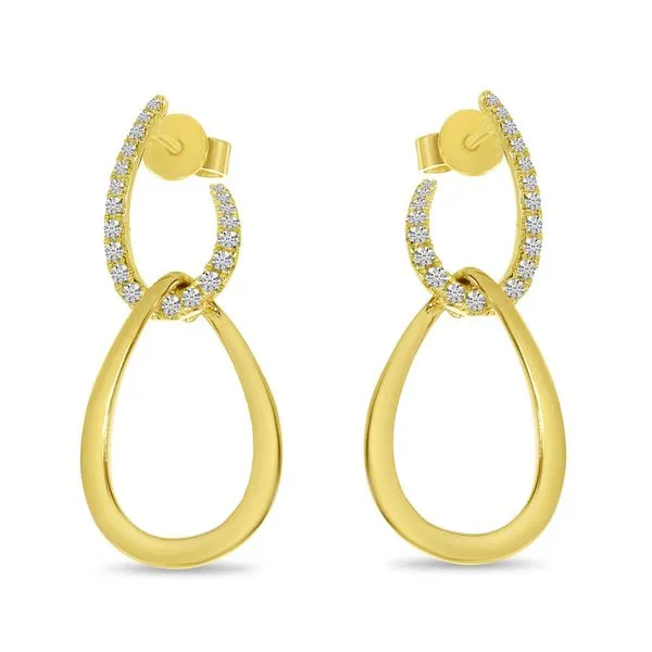 14K Yellow Gold Diamond Gold Double Link Earrings Ambassador Diamond Jewelers Tucson, AZ